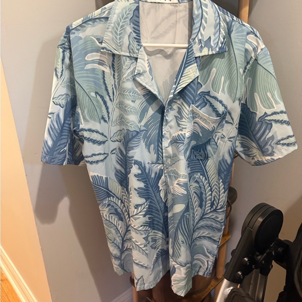 Blue Tropical Print Shirt